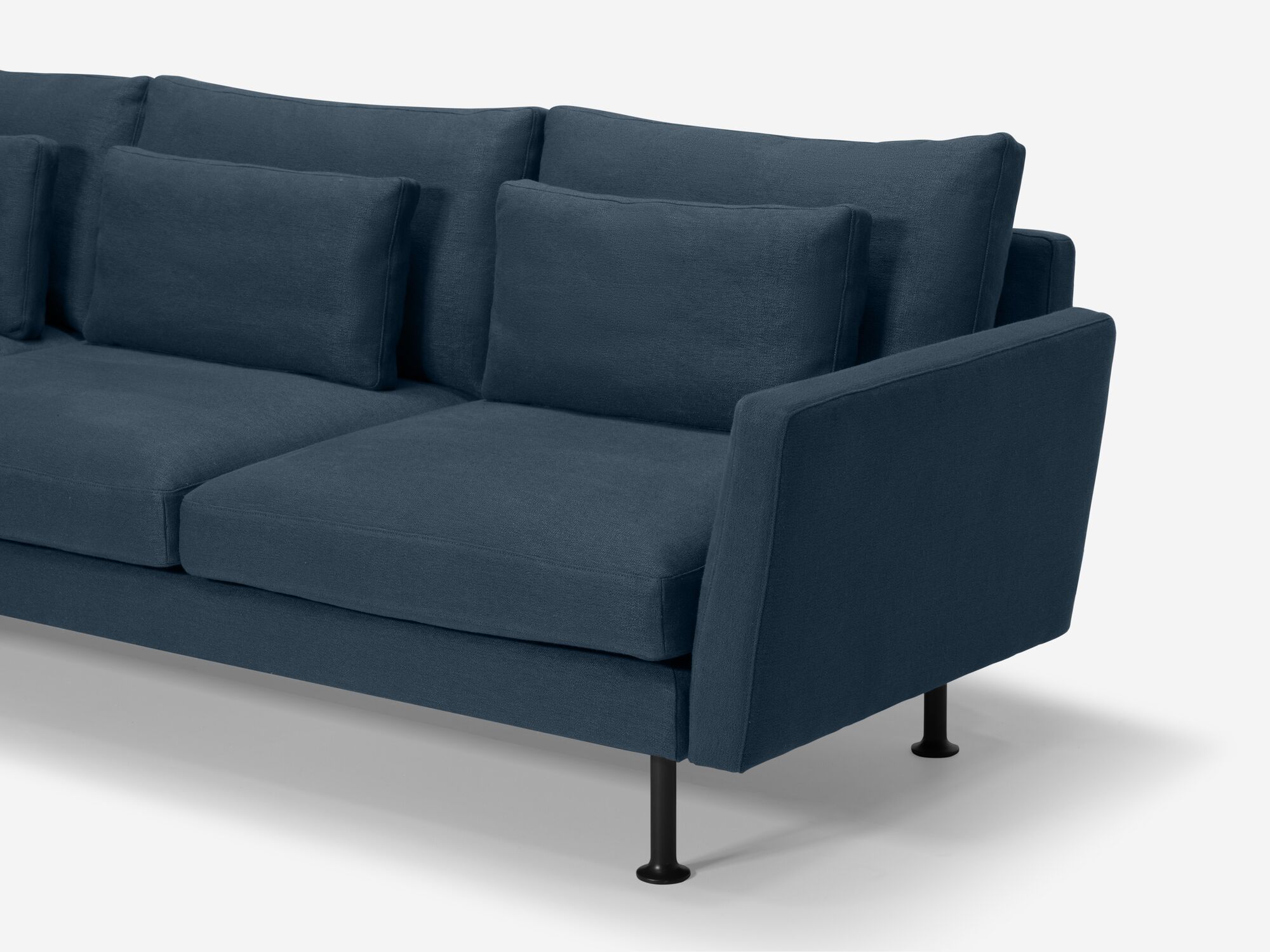 Arm view of blue modern sectional